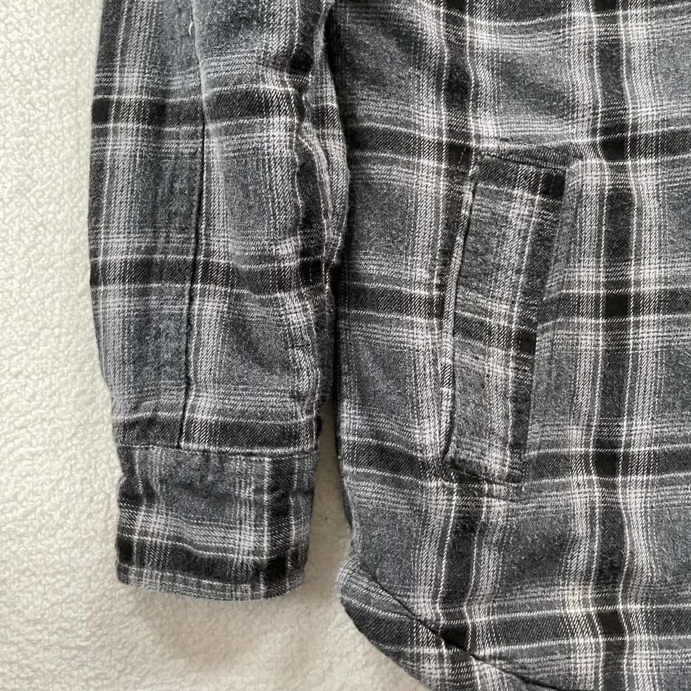 Roebuck & Co‎ Mens Shirt Jacket S Grey Plaid Sherpa Lined Flannel 4894263091662